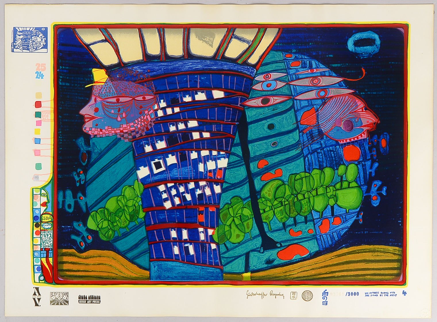 Friedensreich Hundertwasser (1928 Wien - 2000 an Bord der Queen Elisabeth II.), 'Flucht ins All', 19