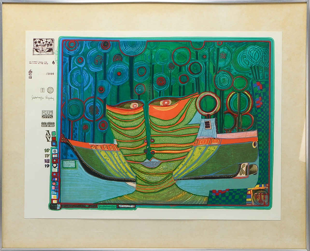 Friedensreich Hundertwasser (1928 Wien - 2000 an Bord der Queen Elisabeth II.), 'Kolumbus Regentag i