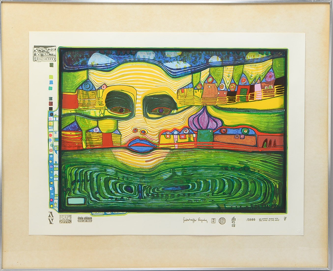 Friedensreich Hundertwasser (1928 Wien - 2000 an Bord der Queen Elisabeth II.), 'Irinaland über dem