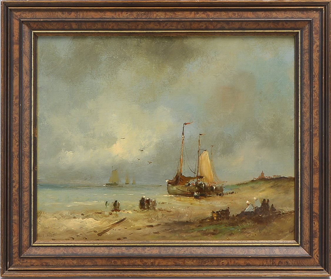 van Vliet, Bart (*1908 Bergen/Nordholland - ?), 'Strandleben an der holländischen Küste', Öl auf Hol