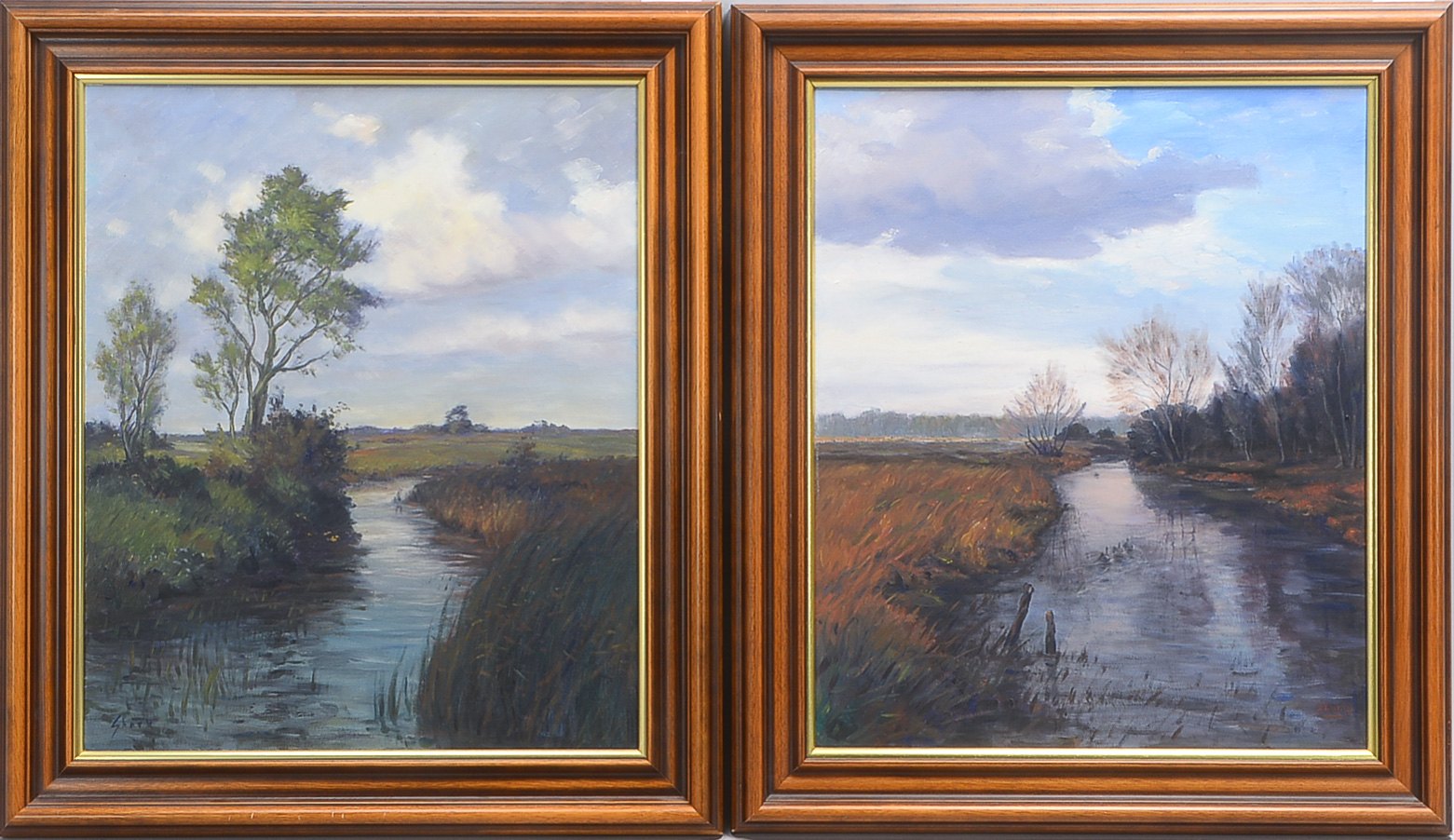 Stark, Fritz (1916 Finsterwalde - 1998 Oldenburg, deutscher Landschaftsmaler), 2 Gemälde, 'Flussland