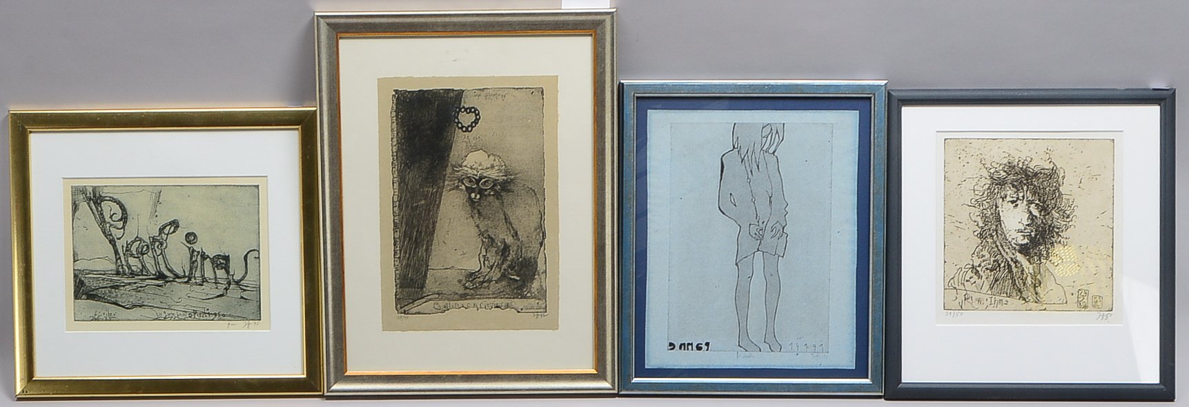 Janssen, Horst (1929 - 1995 Hamburg), kleines Grafikkonvolut, 4 Radierungen, jeweils unten rechts bl