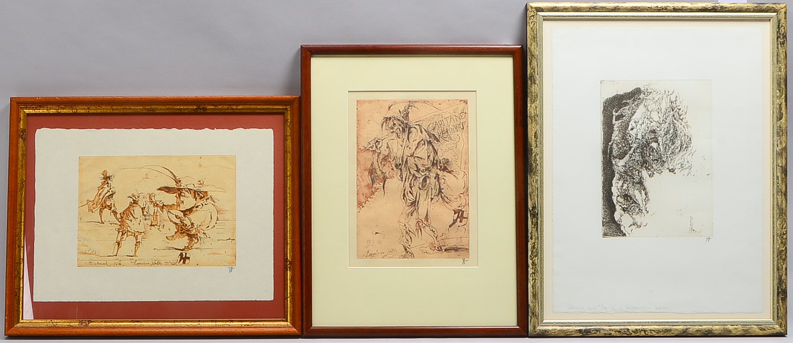 Janssen, Horst (1929 - 1995 Hamburg), kleines Grafikkonvolut, 3 Radierungen, jeweils unten rechts bl