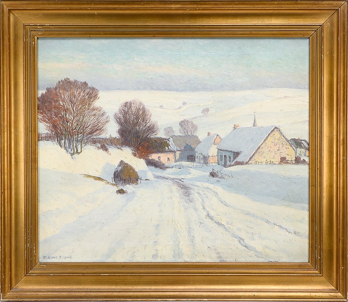 Klein-Diephold, Maximilian (1873 Wilhelmshöhe - 1949 Westerwald), 'Dorf im Winter', unten links sign