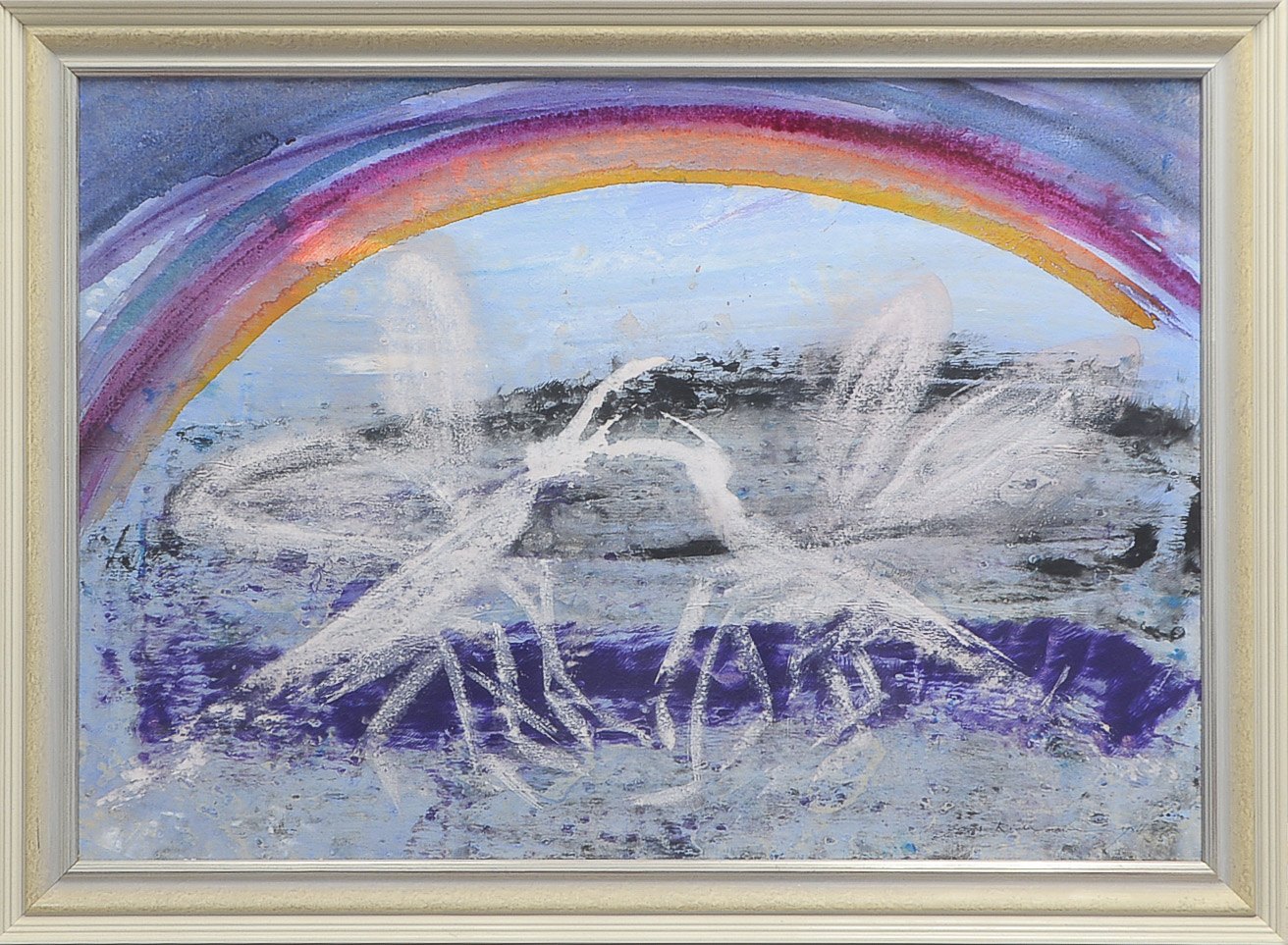 Riemann, Gerd (*1927 Bremen/Niedersachsen), 'Regenbogen', Acryl auf Platte/gerahmt, unten rechts sig