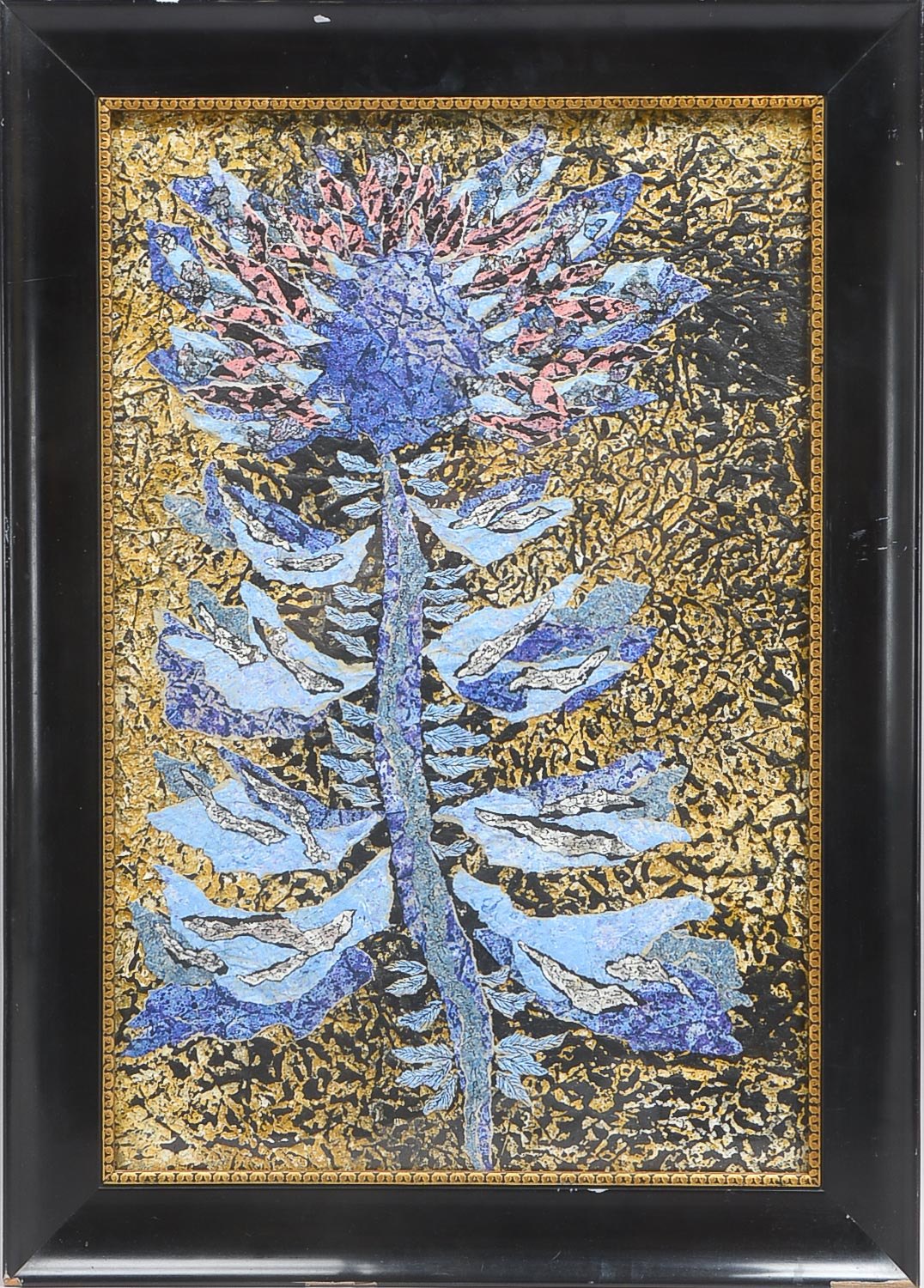 Riemann, Gerd (*1927 Bremen/Niedersachsen), 'Sonnenblume', Mischtechnik auf geprägtem Papier/gerahmt