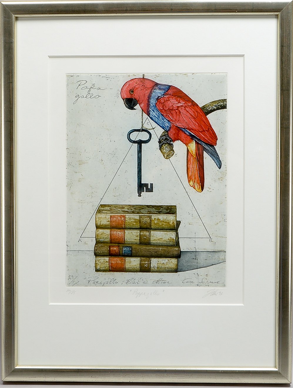 Zelmer, Wolfgang (*1948 München), 'Papagallo', Farbradierung, Auflage-Nr. '49/95', unten rechts blei