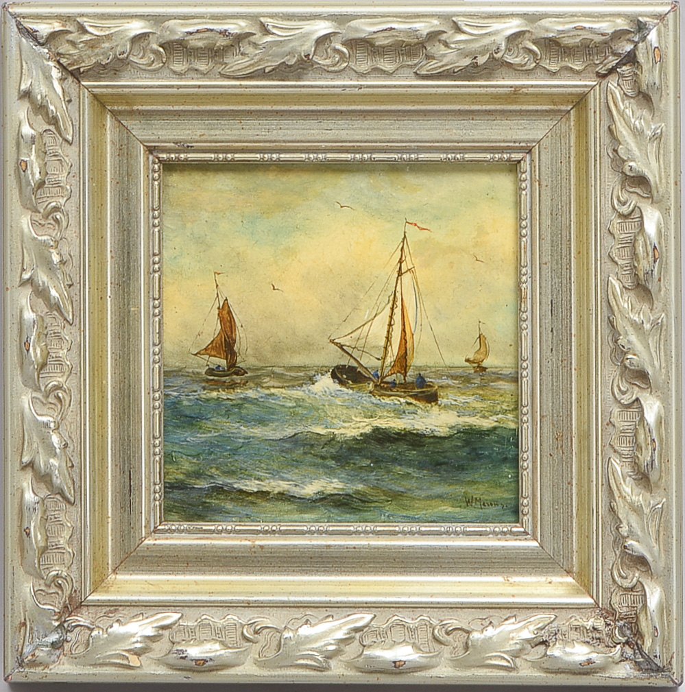 Mason, W.(ilhelm), 'Fischerboote', Öl auf Holz/gerahmt, unten rechts signiert und (nicht eindeutig l
