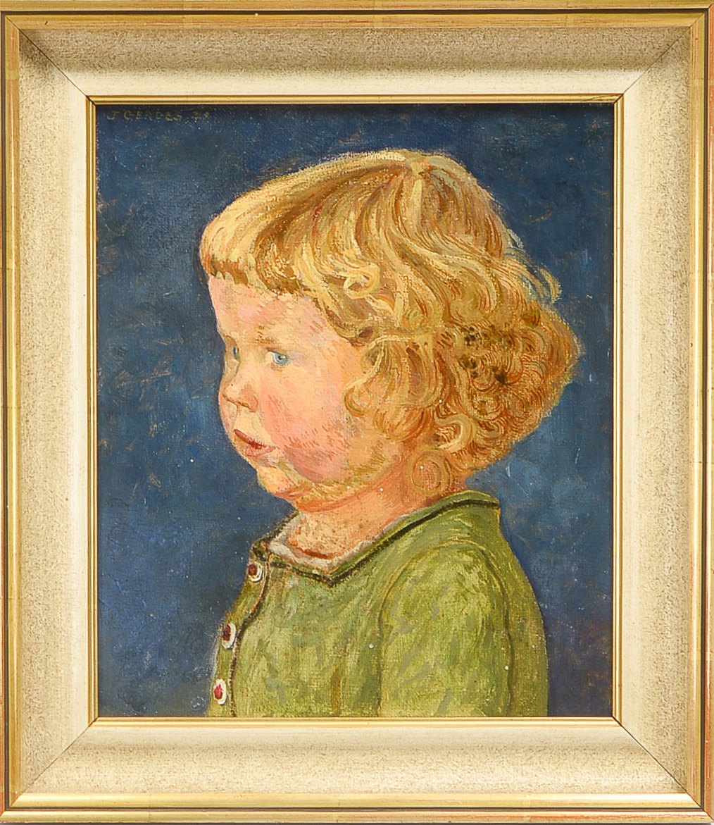 Gerdes, Johann (Bremer Maler, um 1920), 'Kinderbildnis', Öl/Lw, oben links signiert und datiert (19)