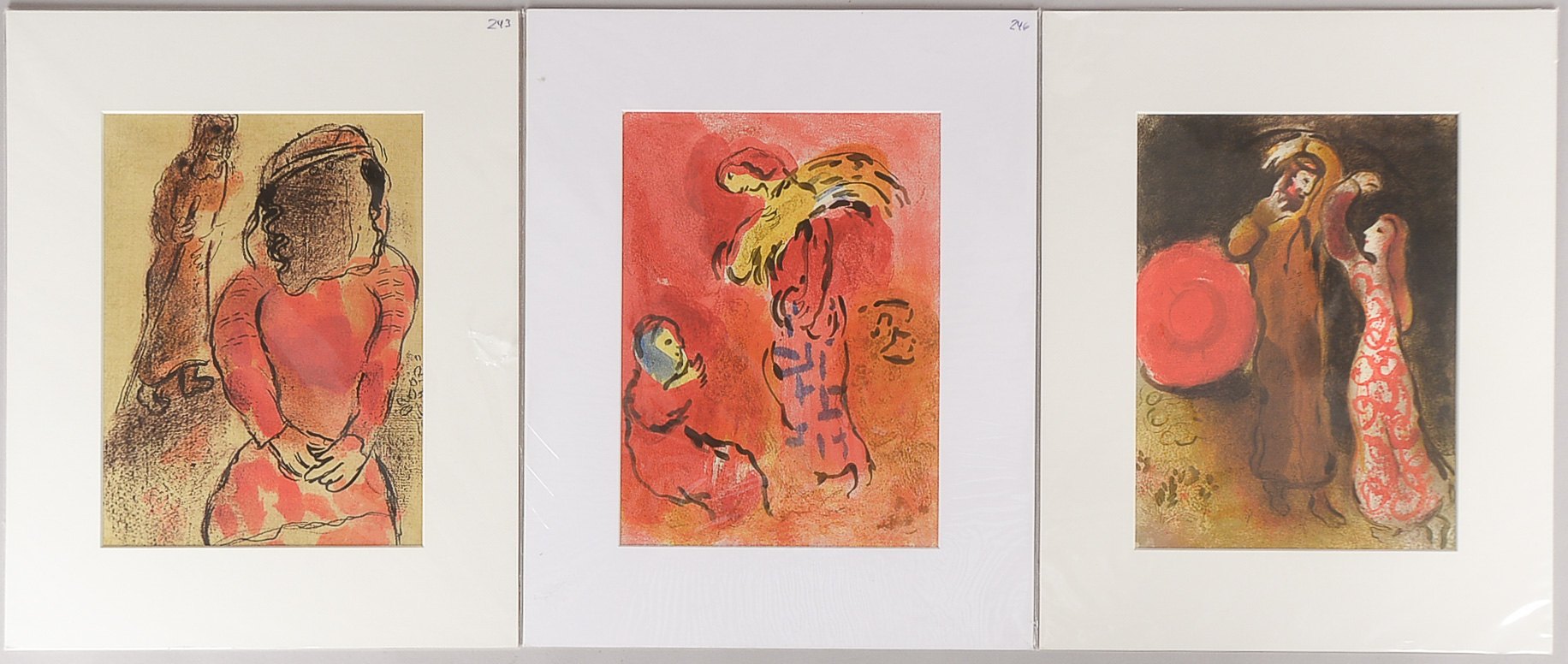 Chagall, Marc (1887 Witebsk - 1985 Saint-Paul-de-Vence), kleines Grafikkonvolut, 3x Farblithografien