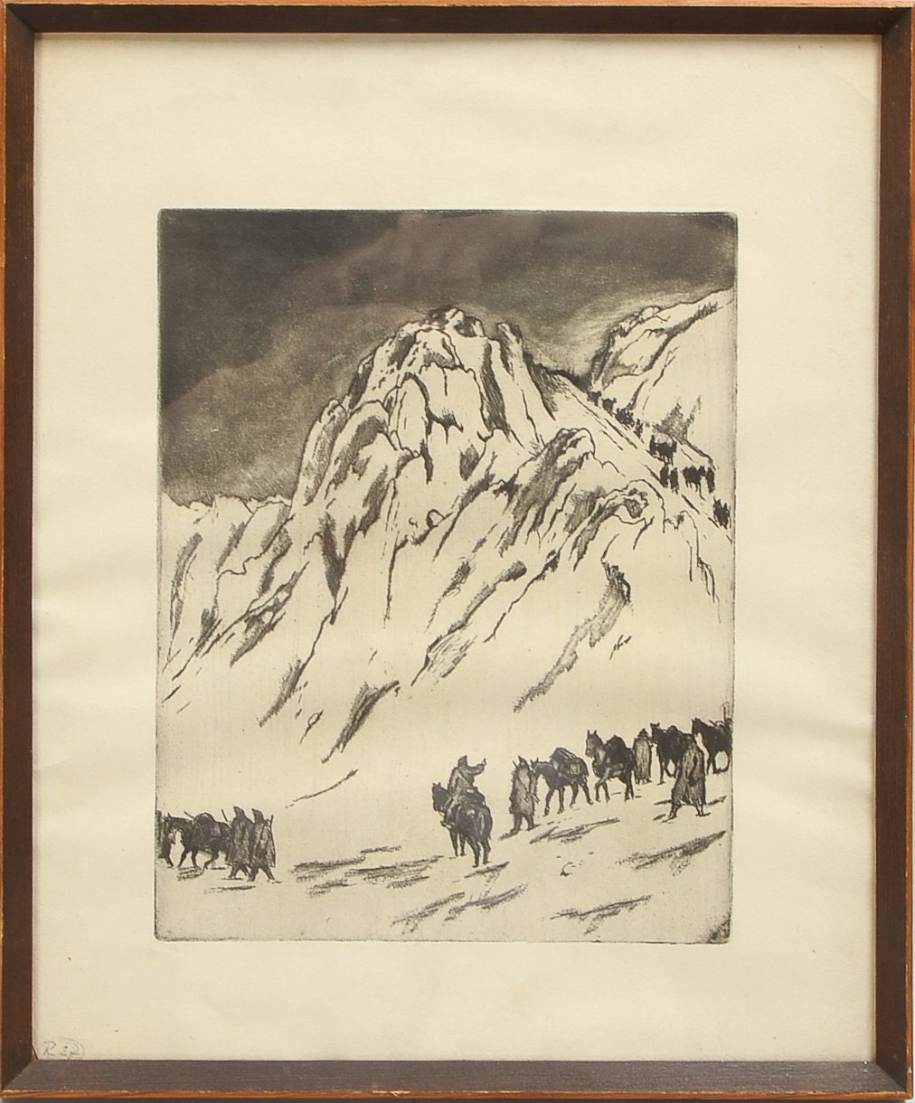 Orlik, Emil (1870 Prag - 1932 Berlin), 'Österreichische Munitionskolonne an der serbischen Grenze',