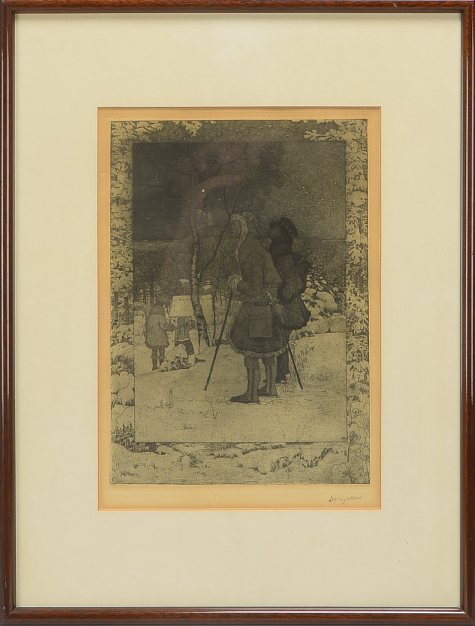 Vogeler, Heinrich (1872 Bremen - 1942 Kasachstan), 'Wintermärchen', Radierung, unten rechts bleisign