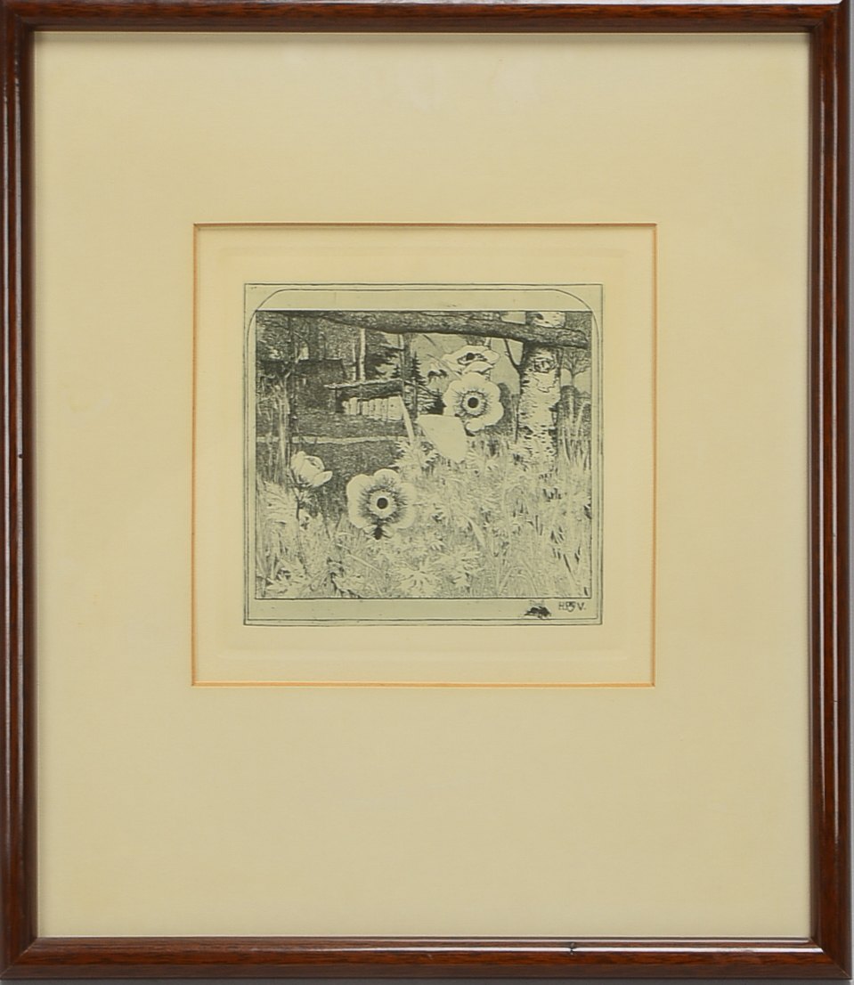 Vogeler, Heinrich (1872 Bremen - 1942 Kasachstan), 'Frühlingsblumen', Radierung (aus der Mappe, 'An
