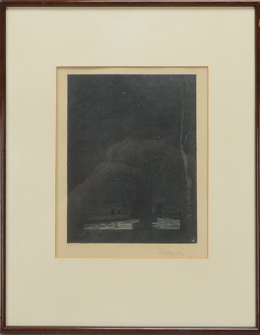 Vogeler, Heinrich (1872 Bremen - 1942 Kasachstan), 'Die Nacht', Radierung (vgl. WVZ Rief: 21), unten