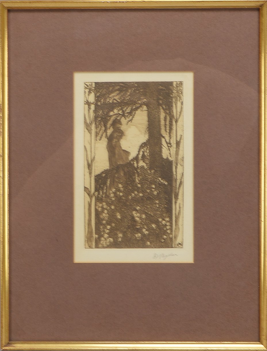Vogeler, Heinrich (1872 Bremen - 1942 Kasachstan), 'Frühlingsabend', Radierung, unten rechts bleisig