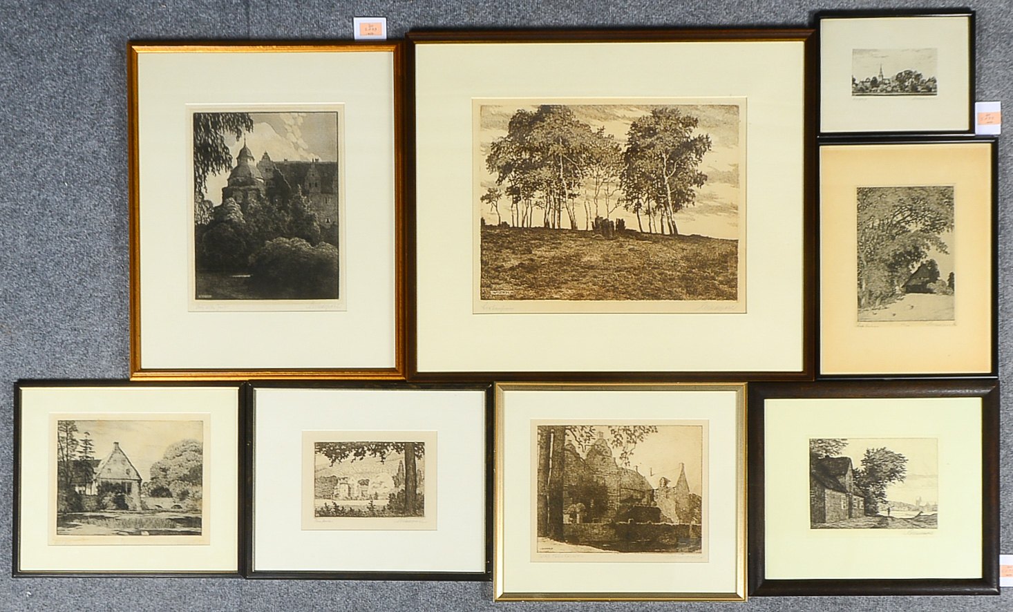 Wedepohl, Gerhard (1893 Schönebeck - 1930 Bremen), kleine Grafiksammlung, 8x Radierungen, verschiede