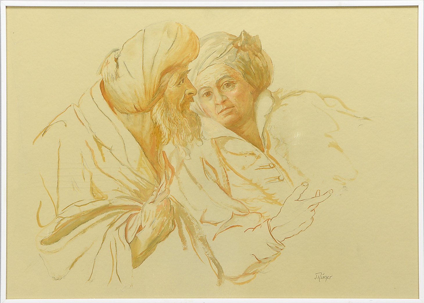 Rieger, J., 'Inniges Paar', Studie, Mischtechnik über Bleistift, unten rechts bleisigniert 'J.Rieger