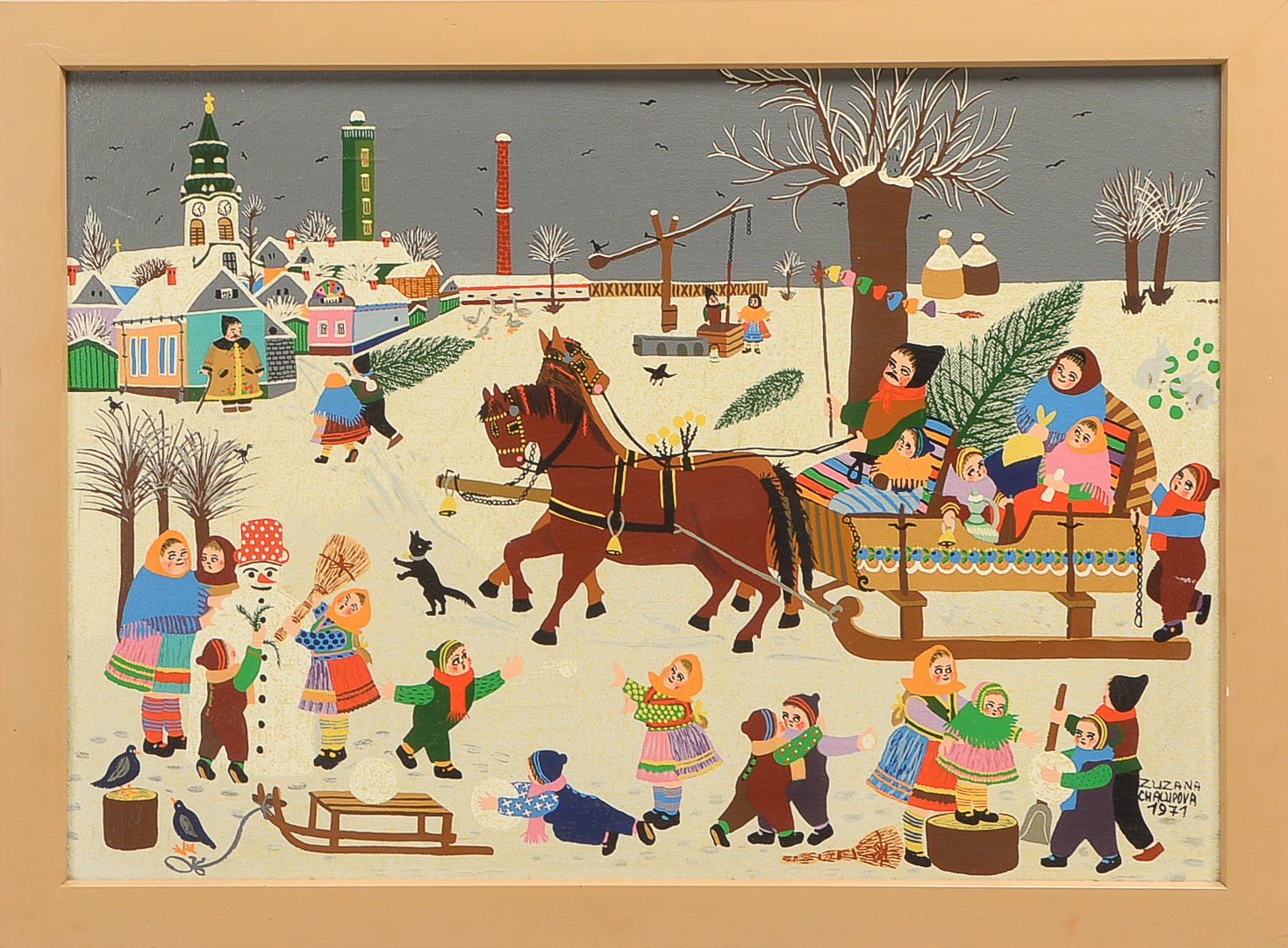 Chalupova, Zusana (1925 Kovacica/Serbien - 2001 Belgrad), 'Weihnachtsfreuden', Replik auf Leinen im