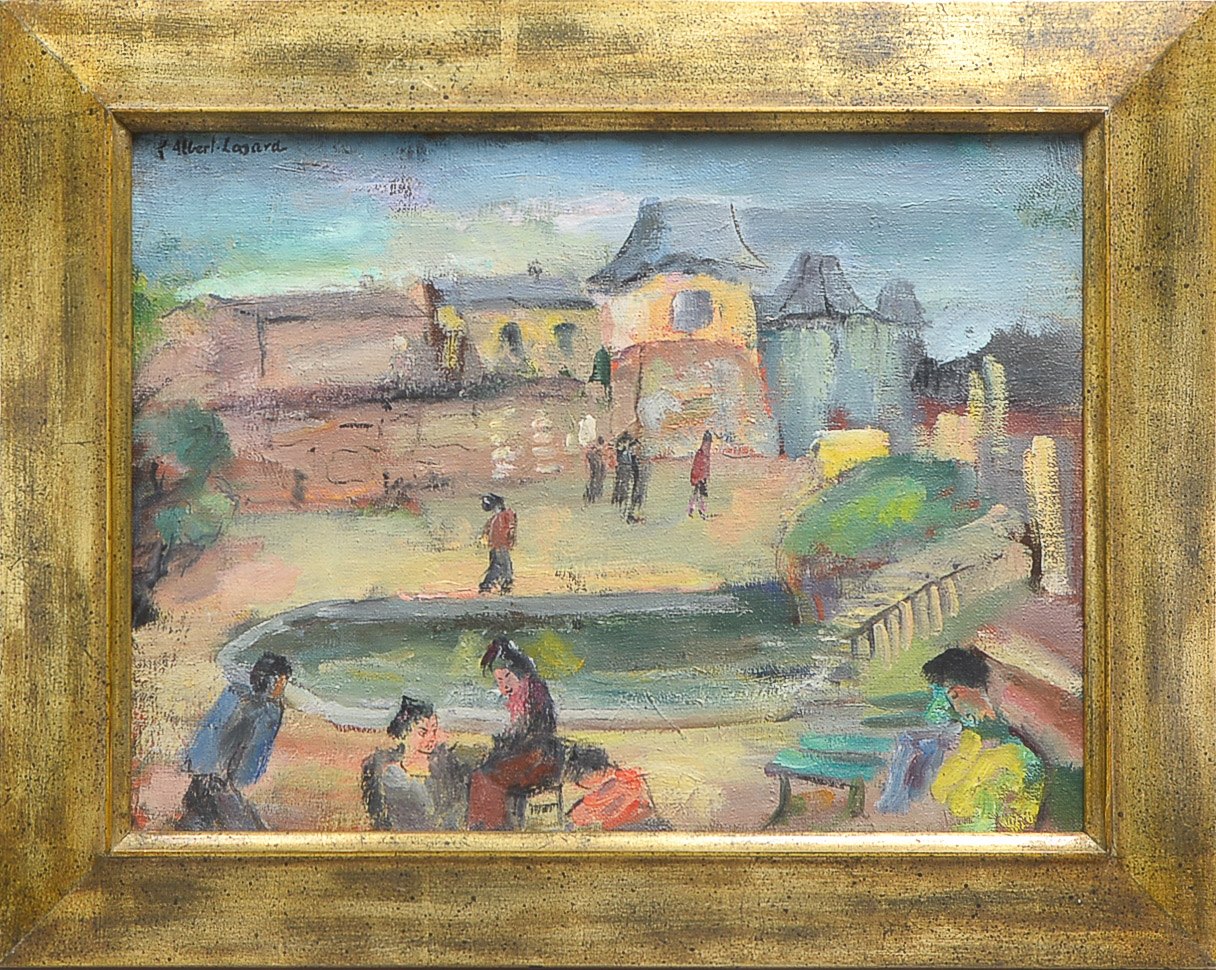 Lou Albert-Lasard (1885 Metz - 1969 Paris), "Parkszene", Öl auf Leinwand, oben links signiert, verso