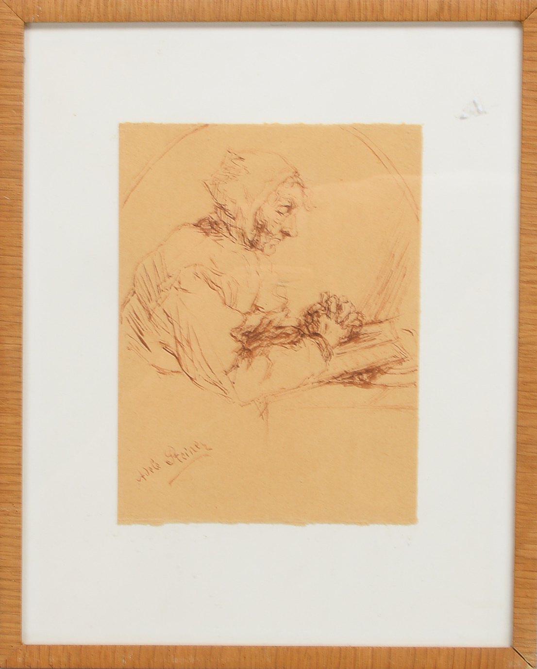 Steiner, Adele (1887 - 1981), 'Frau bei der Arbeit', Federzeichnung auf Papier, unten rechts signier