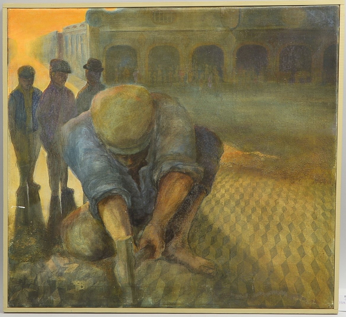 Monogrammist PAX (Benito), Gemälde, 'Le Paveur' - Der Steinsetzer, Öl/Lw, monogr./dat.