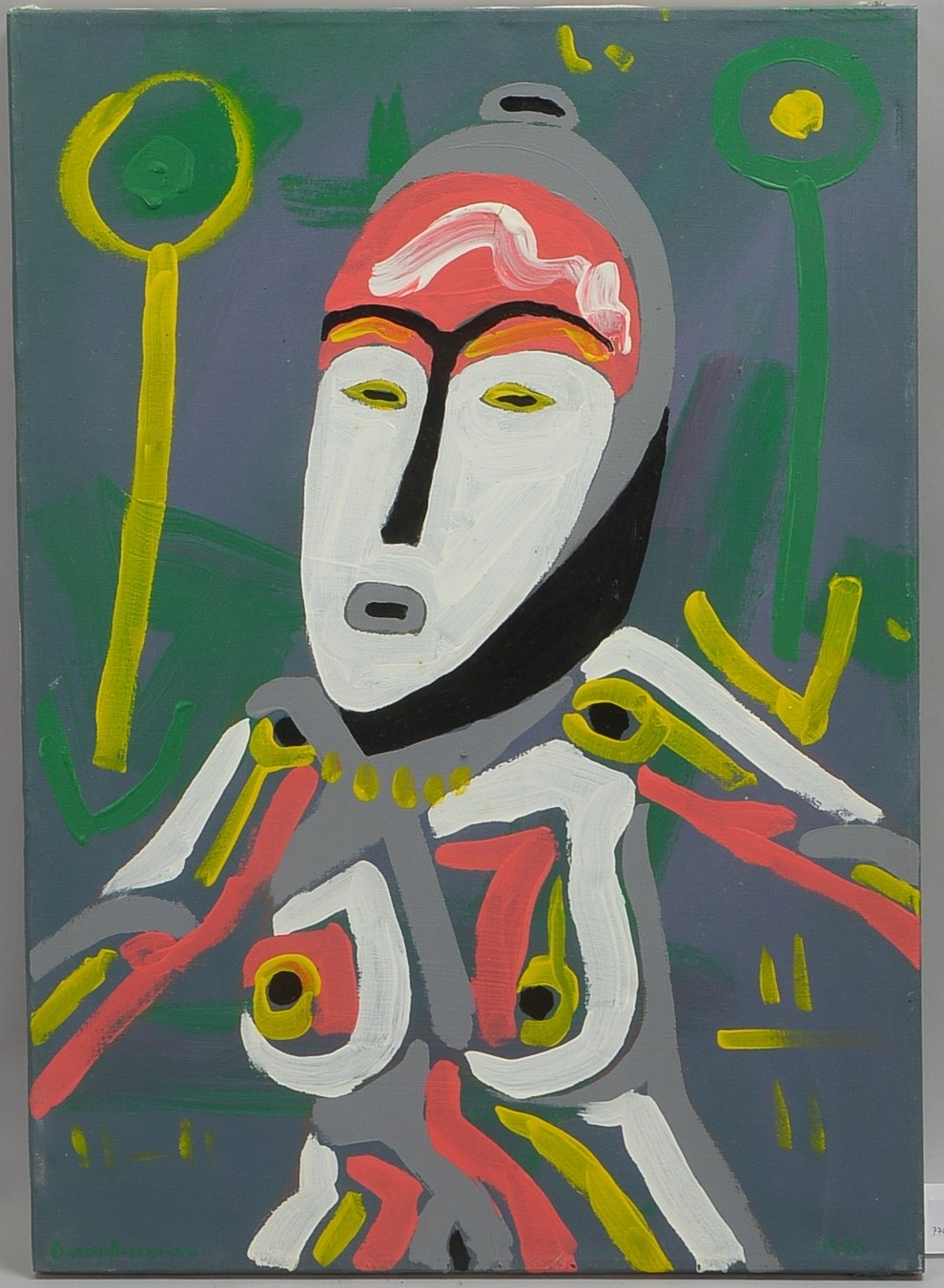 Owusu-Ankomah, K., Kaakaamotonyi - No. 3, Acryl/Leinen, sign./dat.; Maße 70 x 50 cm