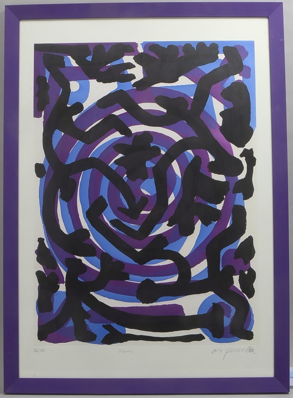 Penck, A.R. (alias Ralf Winkler, 1939 Dresden - 2017 Zürich), 'Praxis', Farbradierung, Auflage-Nr. '