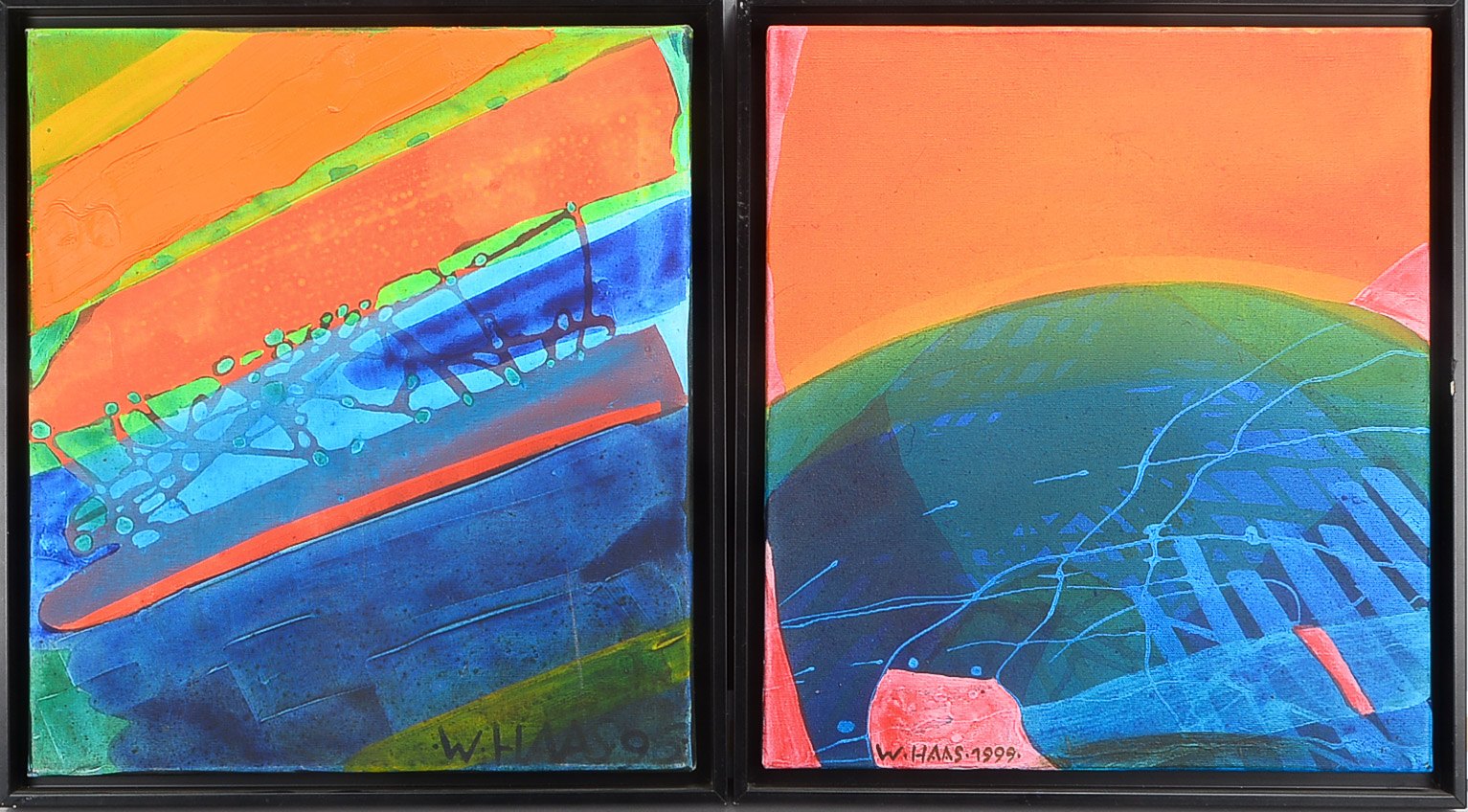 Haas, Willibrord (*1936 Schramberg, deutscher Maler und Zeichner/Grafiker), 'Augen am Abhang' und 'F
