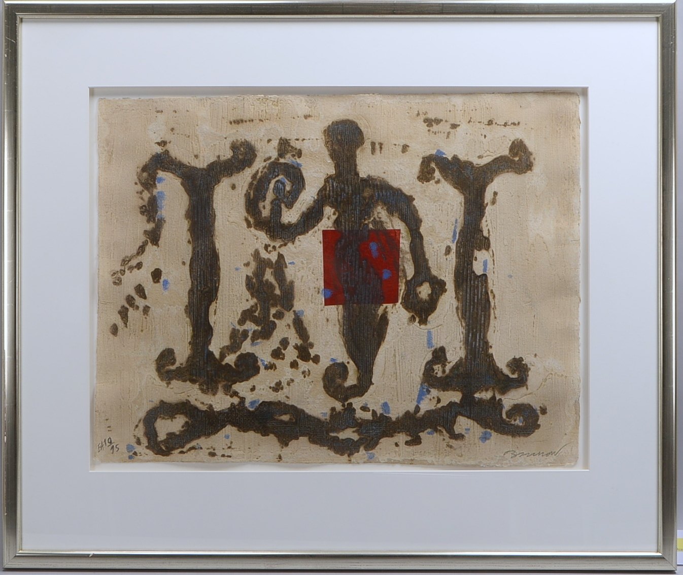 Bresson, Pierre, Rotes Quadrat, Carborundum/Prägedruck, sign.; RM 89 x 106 cm