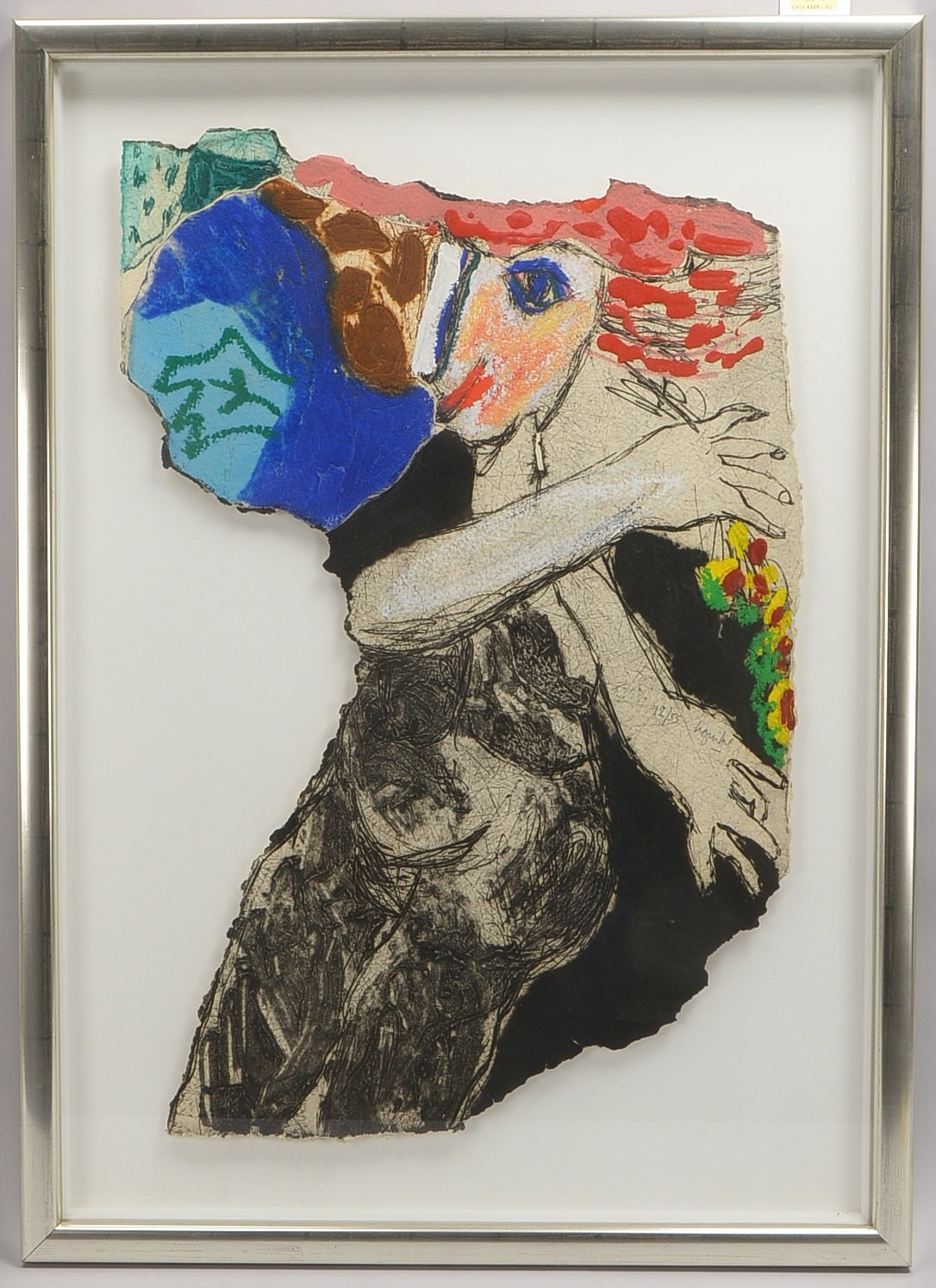 Guibal, Henri, Weibl. Akt, Carborundum, 12/55, sign., hinter Glas; RM 97 x 70 cm