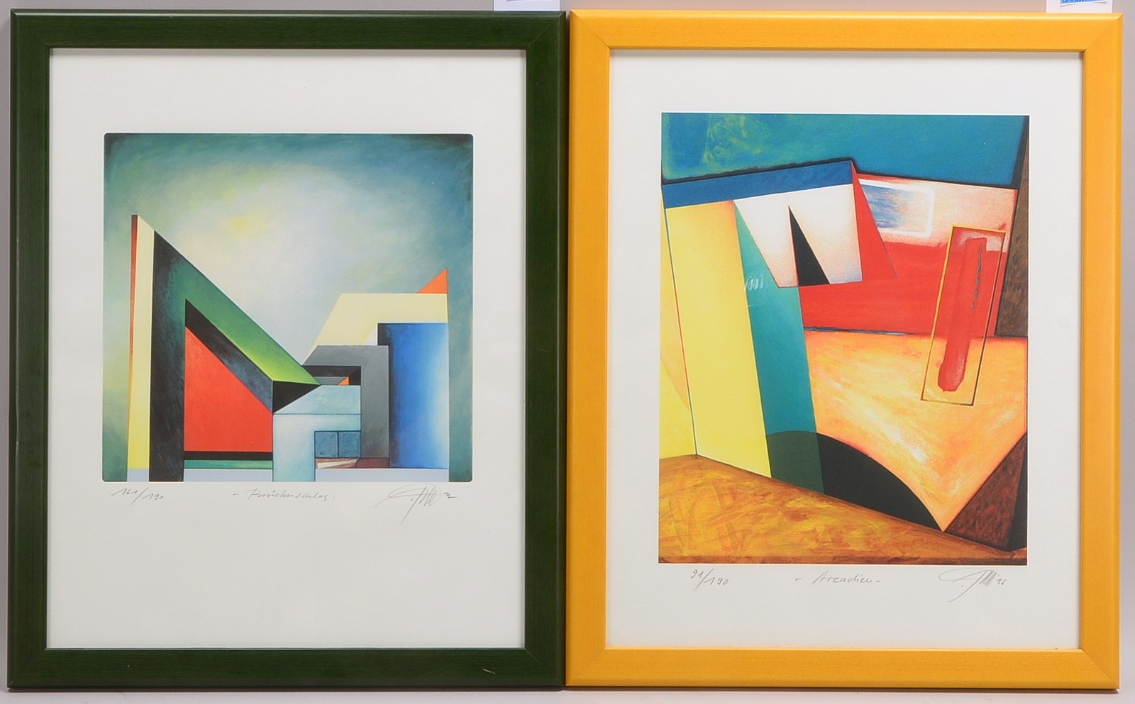 Foeller, Peter (*1945 Starnberg), 2 Farblithografien, jeweils hinter Glas gerahmt