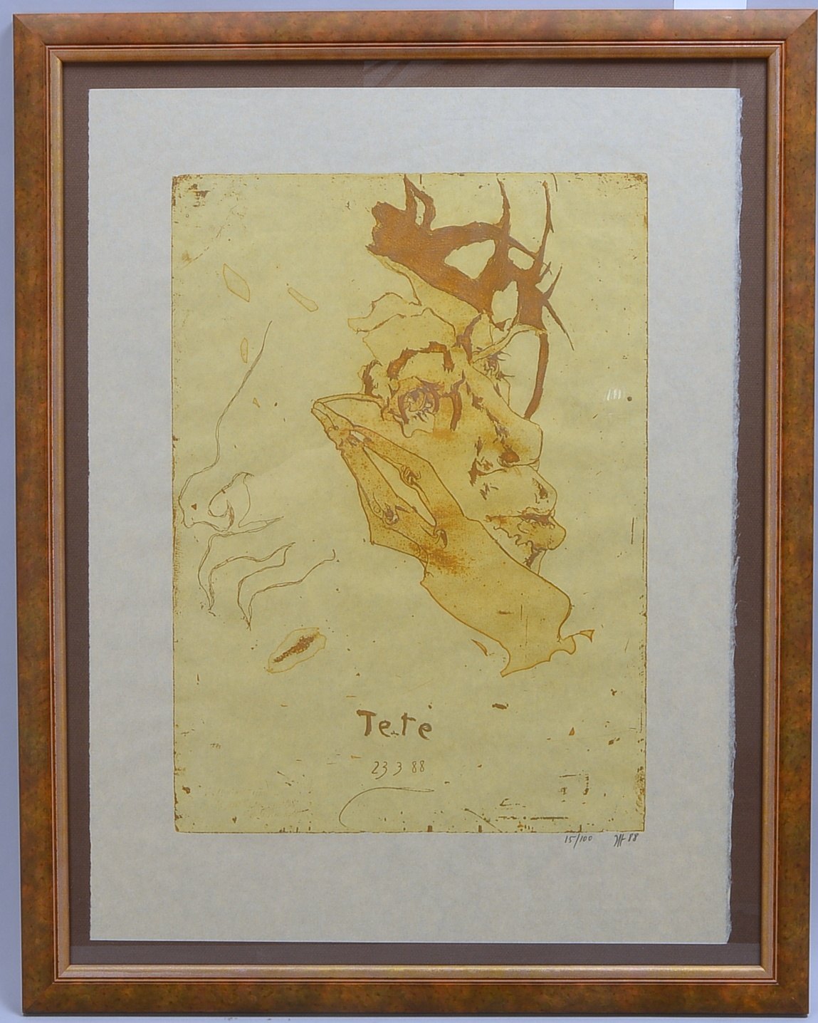 Janssen, Horst (1929 - 1995 Hamburg), 'Tête', Farbradierung auf Bütten, Auflage-Nr. '15/100', unten