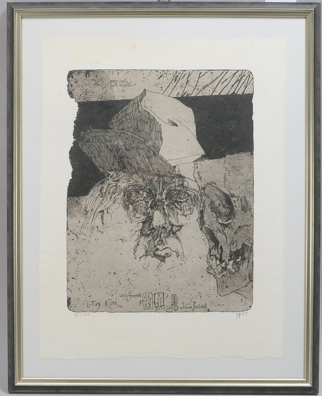 Janssen, Horst (1929 - 1995 Hamburg), 'Mors certa hora incerta, weitergemacht', Radierung auf Bütten