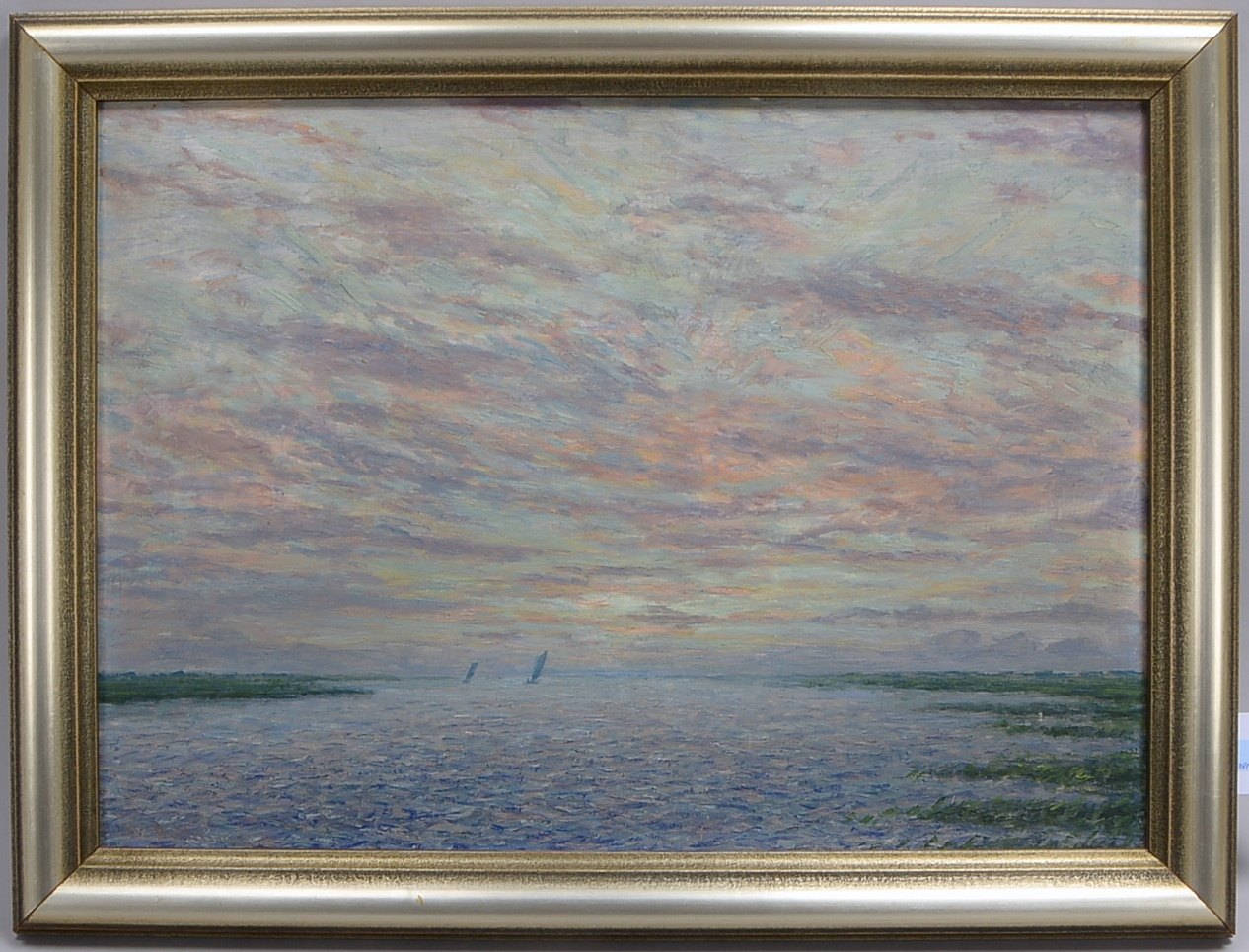 Bertelsmann, Walther (1877 Bremen - 1963 Worpswede), 'Spätabend auf der Hamme', Öl auf Holzplatte/ge