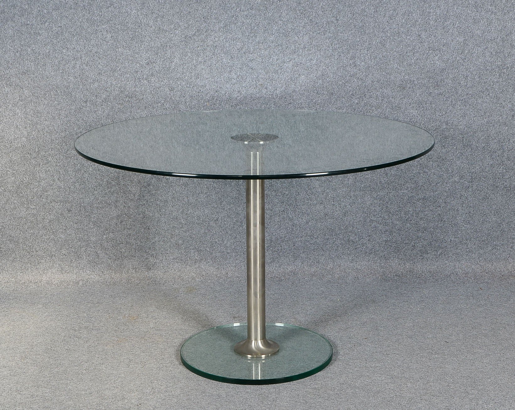 Draenert, großer Designer-Glastisch/Clubtisch, Modell '1010 Largo', Klarglas-Platte und Sockel, Stan