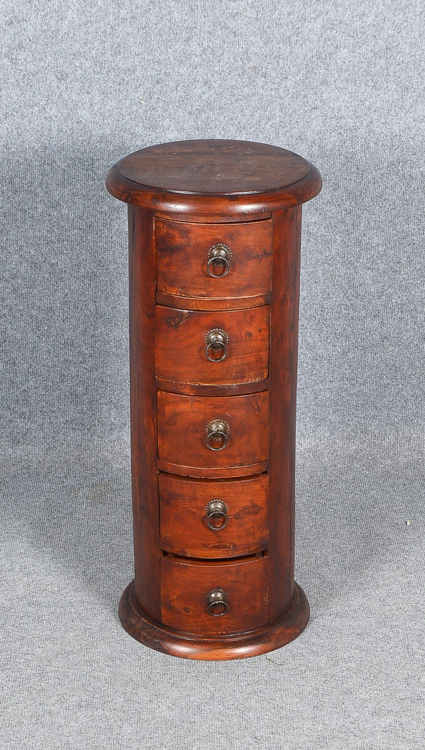Kleiner Trommeltisch (passend zu Pos. 6024), schweres Edel-Vollholz, 5-schübiger Korpus; Höhe 76 cm,