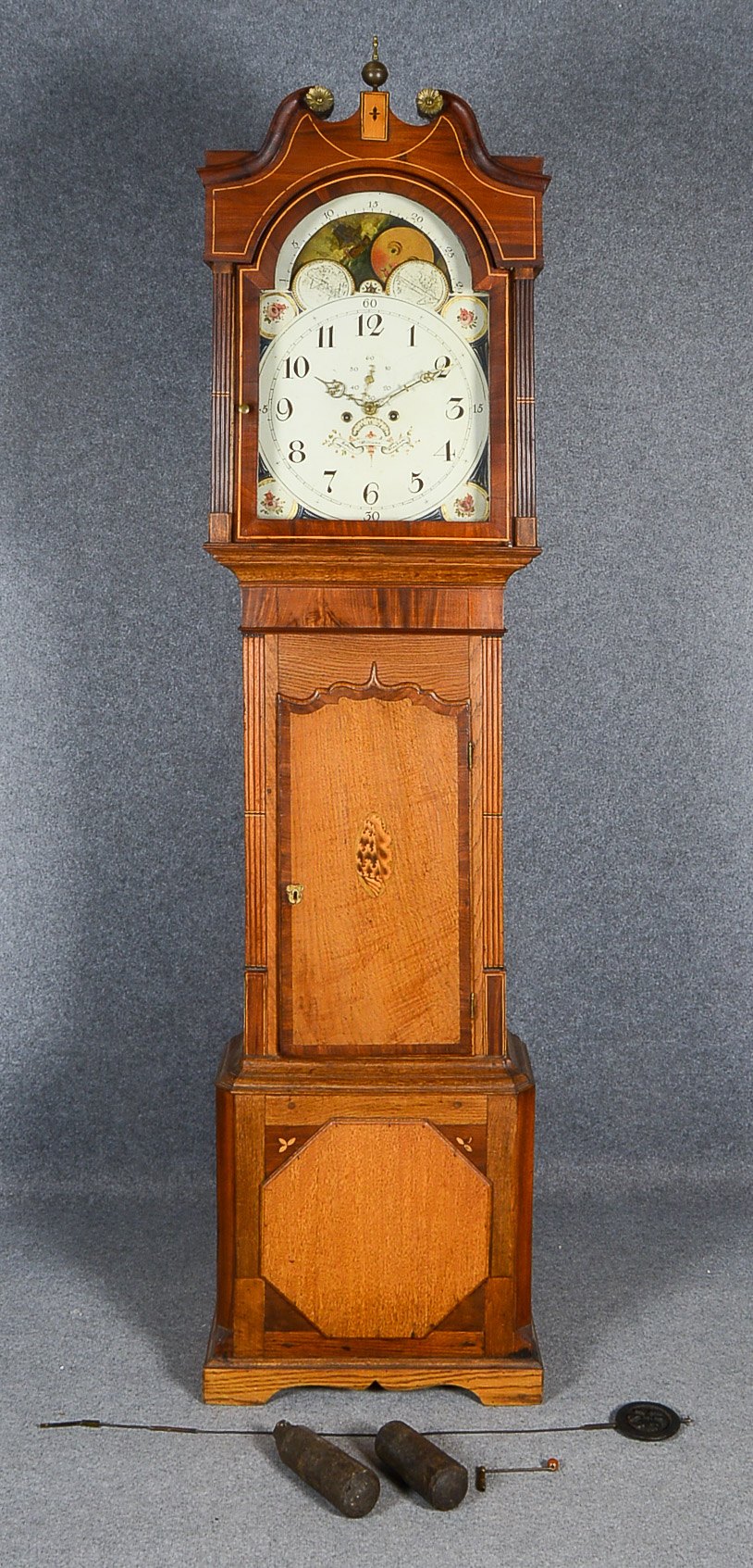 Standuhr (Robert Williams, Wrexham/England, um 1800), 8-Tage-Ankerwerk, Geh- und Schlagwerk mit Stun