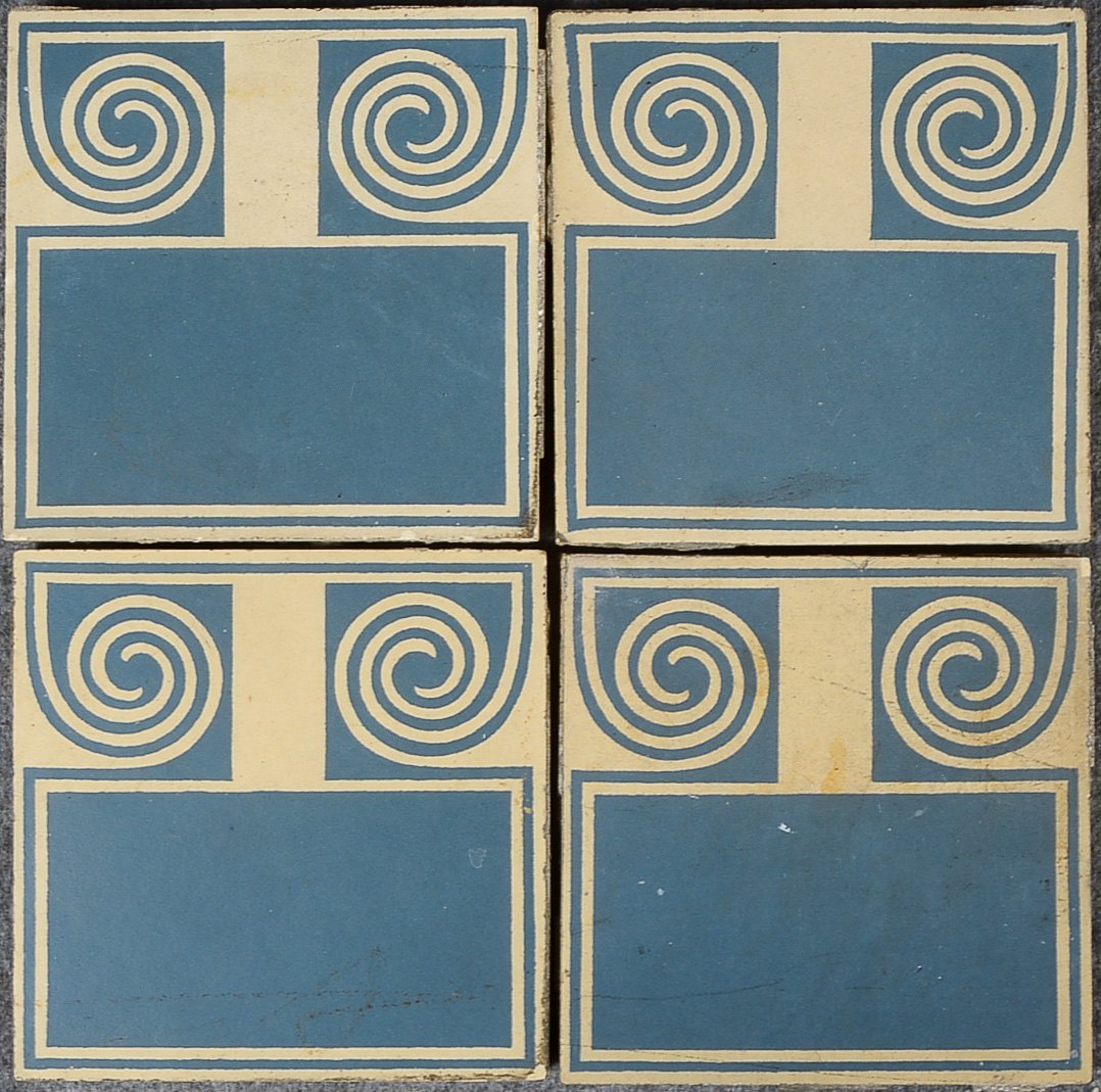 Villeroy & Boch/Mettlach, großes Konvolut antiker Bodenfliesen (Jugendstil), Steingut, heller Scherb