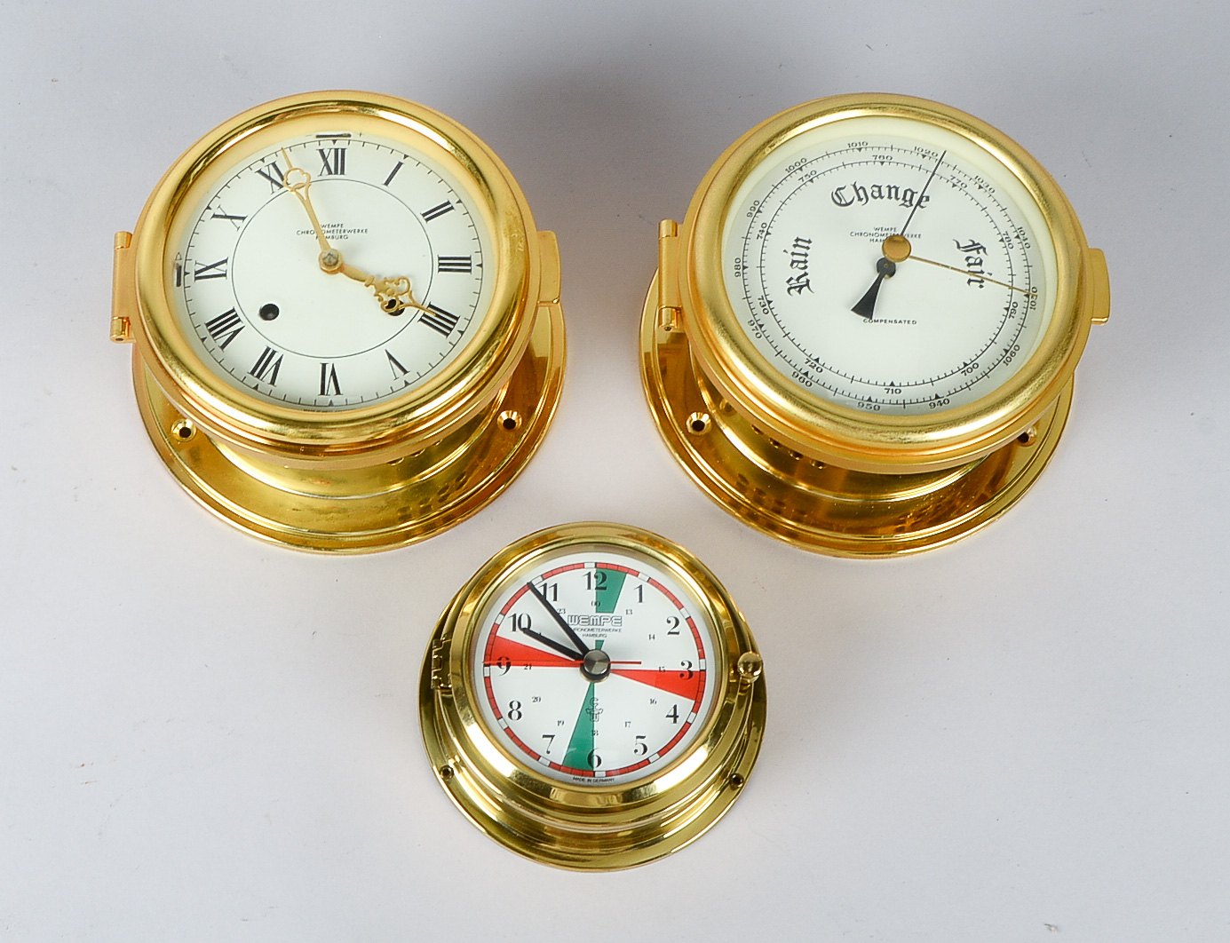 Kleines nautisches Sammlerkonvolut (Wempe Chronometerwerke/Hamburg), 3 Teile/davon 2x mit Emaille-Zi