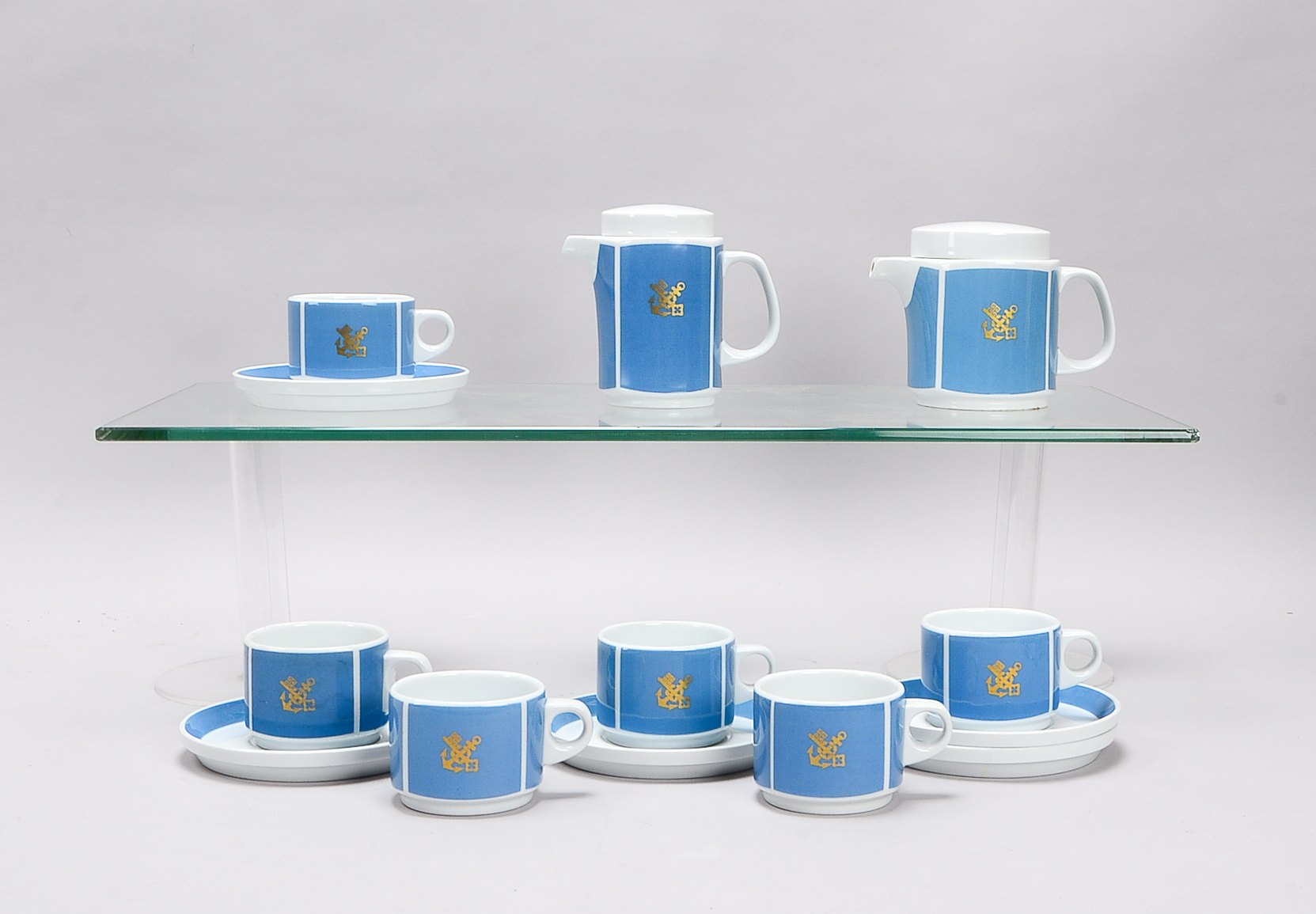 Rosenthal für Norddeutscher Lloyd, Kaffeeservice, bestehend aus: 2x Kannen, 6x Tassen mit 5x Unterta