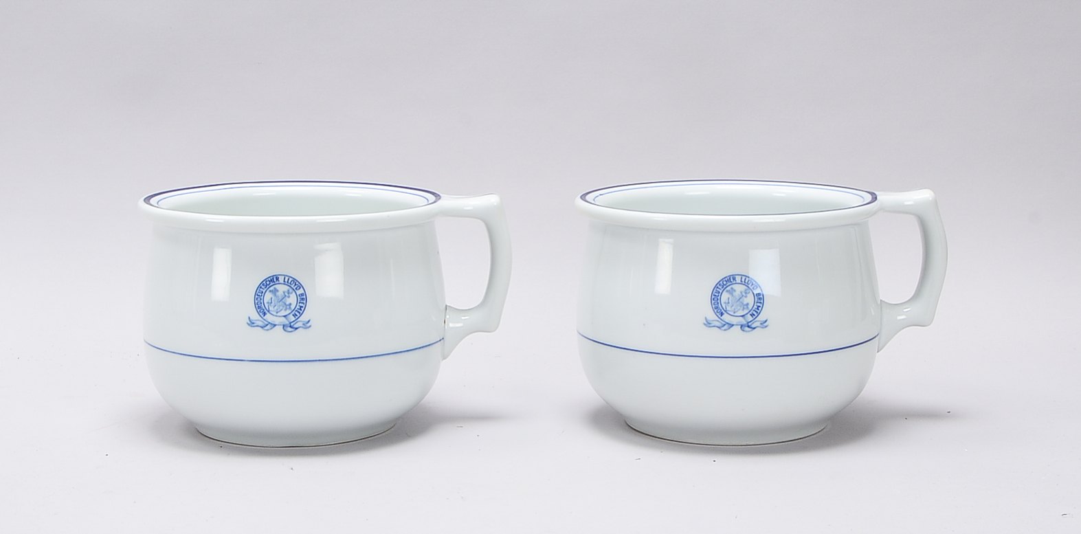 Bauscher Weiden für Noddeutscher Lloyd, paar Porzellan-Nachttöpfe, jeweils mit NDL-Emblem; Durchmess