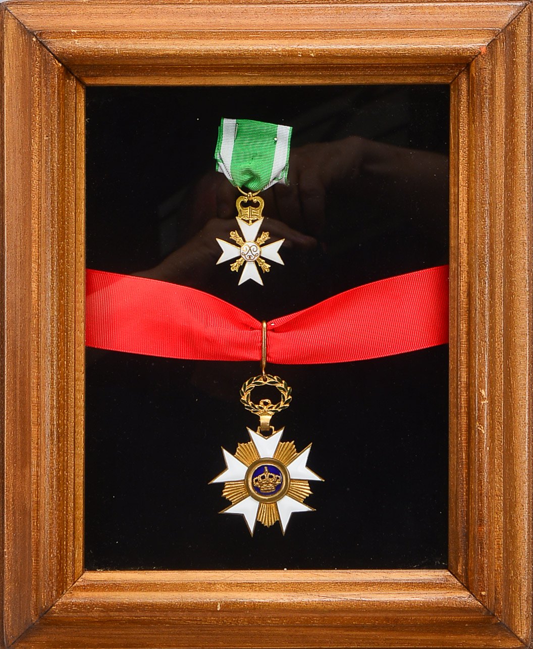 'Kronen-Orden', Kommandeurkreuz am Halsband, Königreich Belgien, 60/70er Jahre, vergoldet und Zivilv