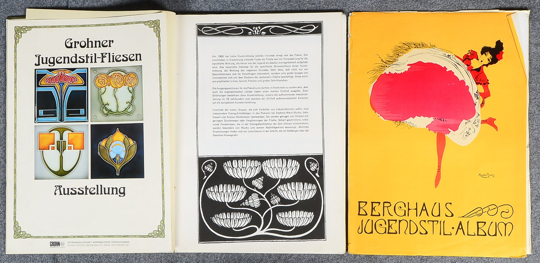 Berghans Jugendstilalbum, Mappe, Siegfried Wichmann, Berghans Verlag ca. 1970, 4 Blätter lose, dazu