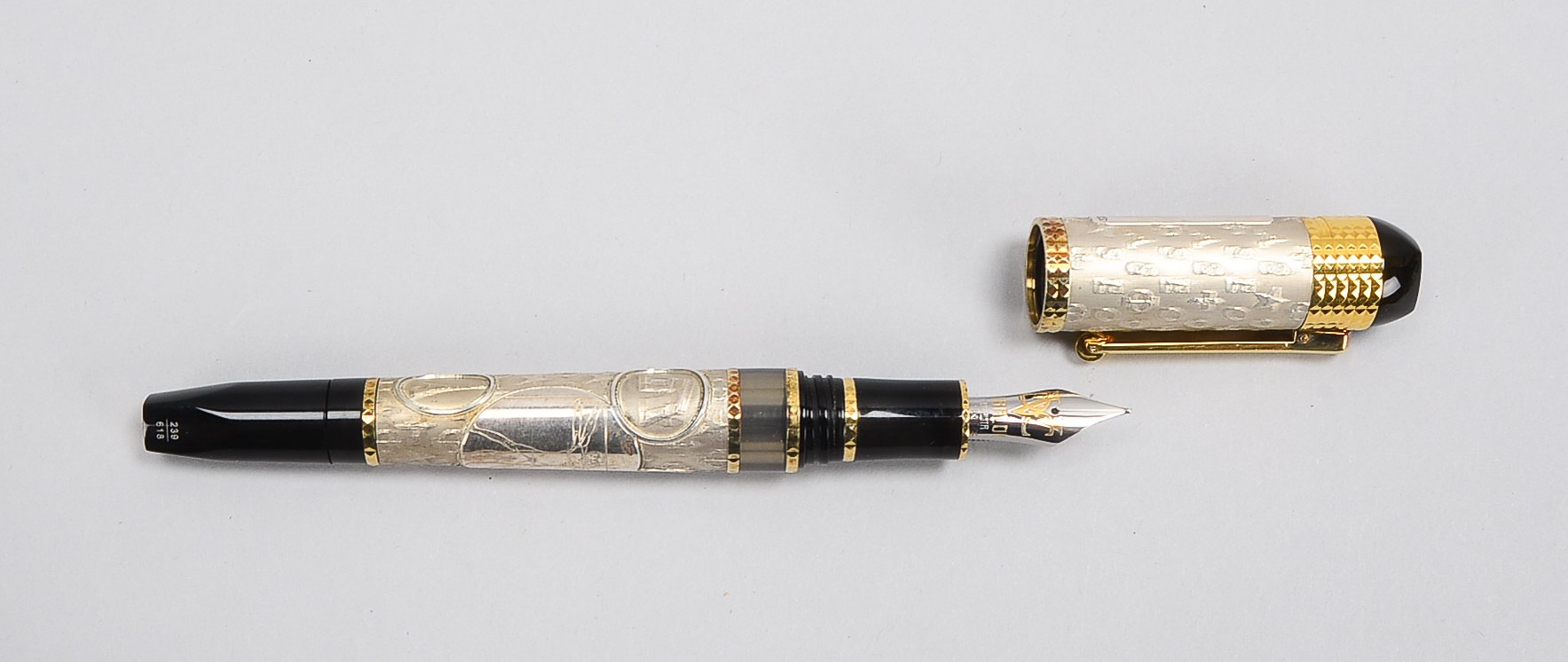 Luxus Füllfederhalter, Italien, Tibaldi, 'Da Vinci Code', limited Edition in Sterling Silber, 2006,