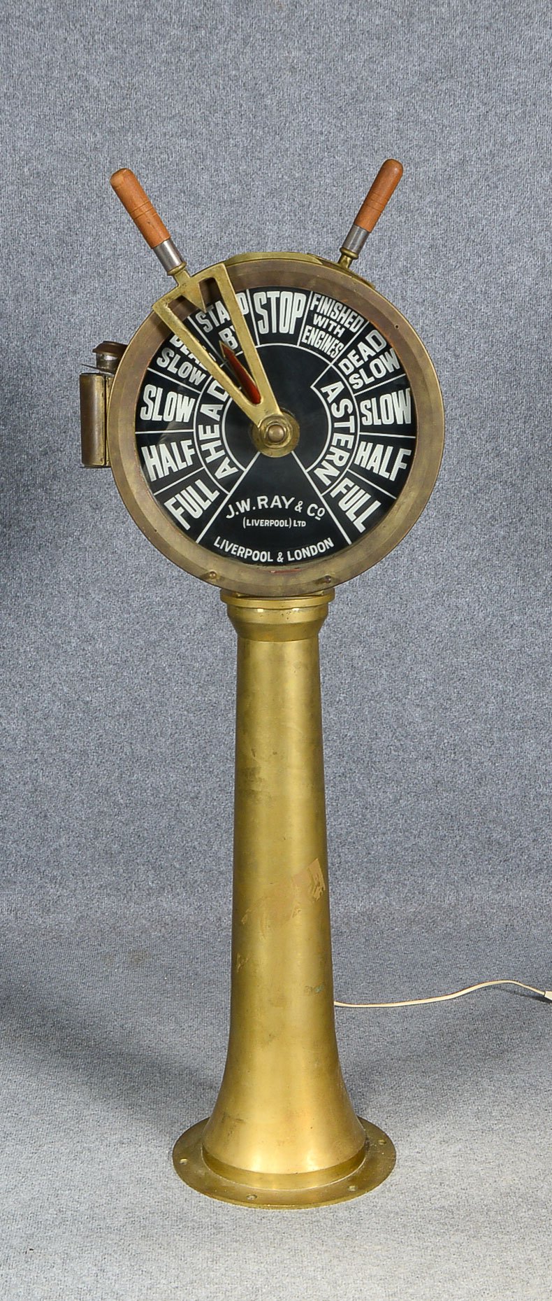 Schiffstelegraph, J.W. Ray & Co. Liverpool & London, im 2-fach verglastem Messinggehäuse, mit 2x Ste