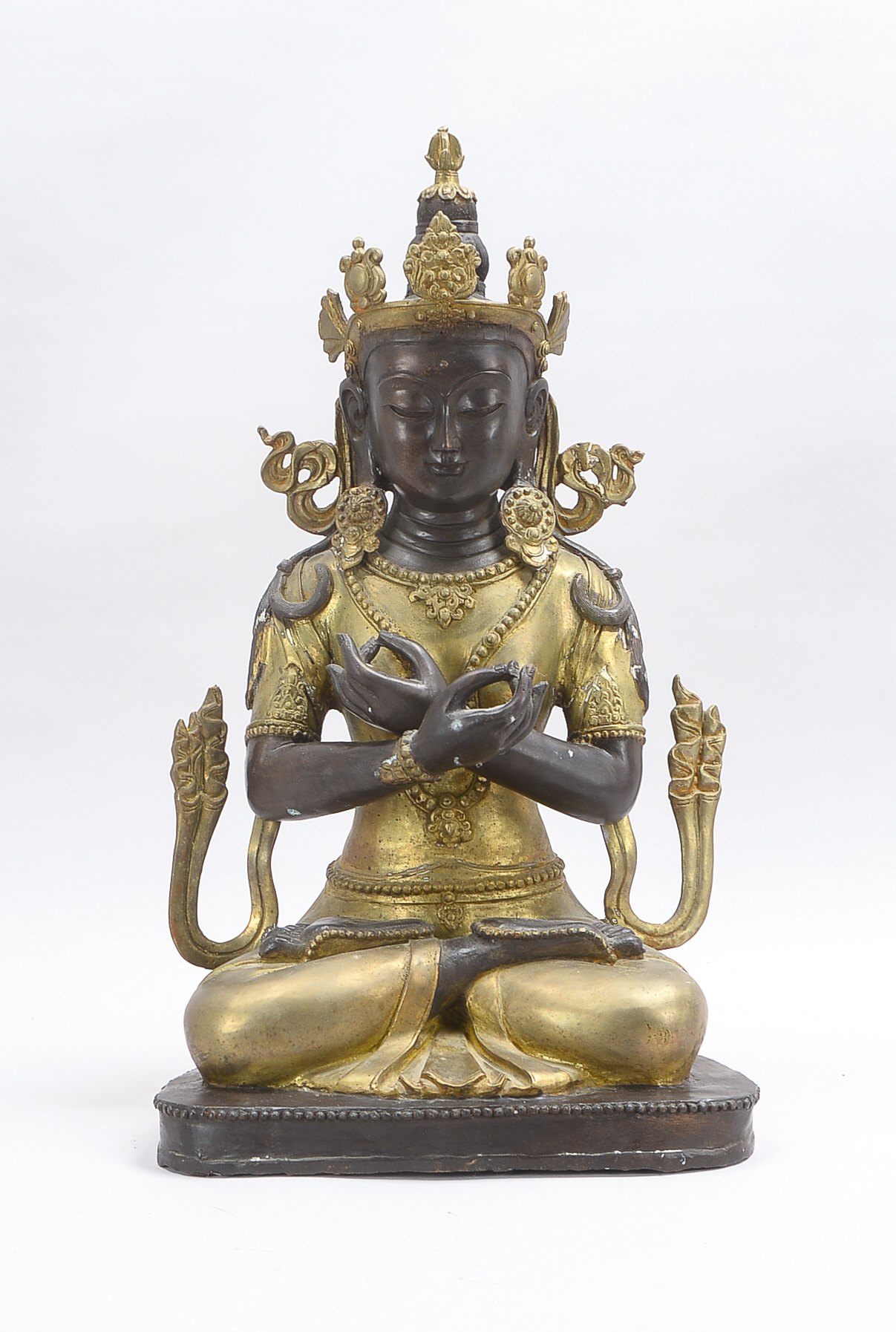 Bronzeskulptur (Tibet), 'Bodhisattva Vajrasattva' (Dorje Sempa - Ur-Buddha, höchster transzendenter