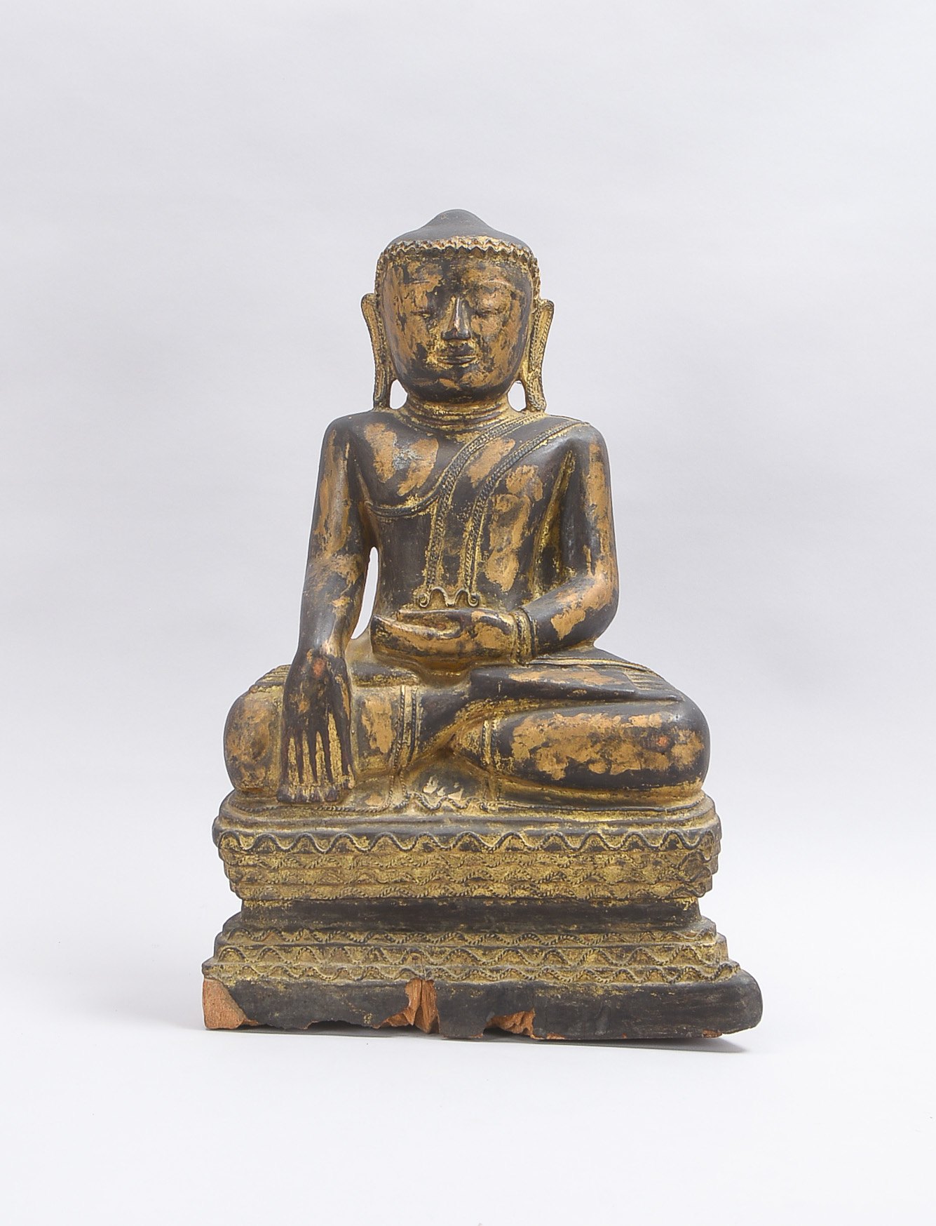 Holzskulptur (wohl Burma), 'Sitzender Buddha' (in meditierender Haltung dargestellt); Holz geschnitz