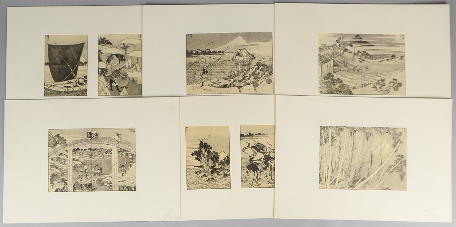 Katsushika Hokusai (1760 - 1849), 6 Farbholzschnitte aus bedeutender Japan-Sammlung; Maße 23 x 26 cm