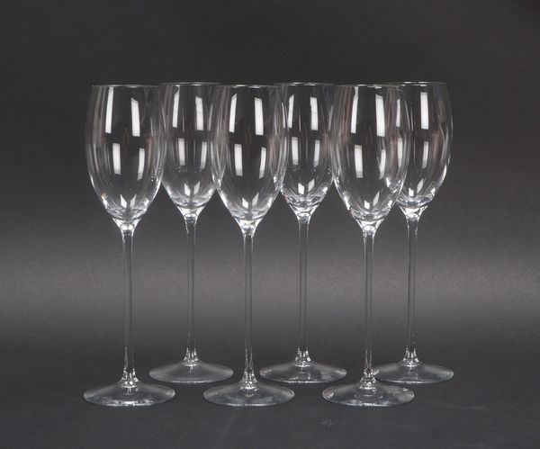Zwiesel Glas, Satz Champagnerkelche, handgefertigt und mundgeblasen, in der Bodenplatte mit Logo