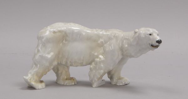 Meissen (2-gestrichen), Porzellanfigur, 'Eisbär', Form 'T182', Entwurf: Otto Jarl; Länge 22 cm